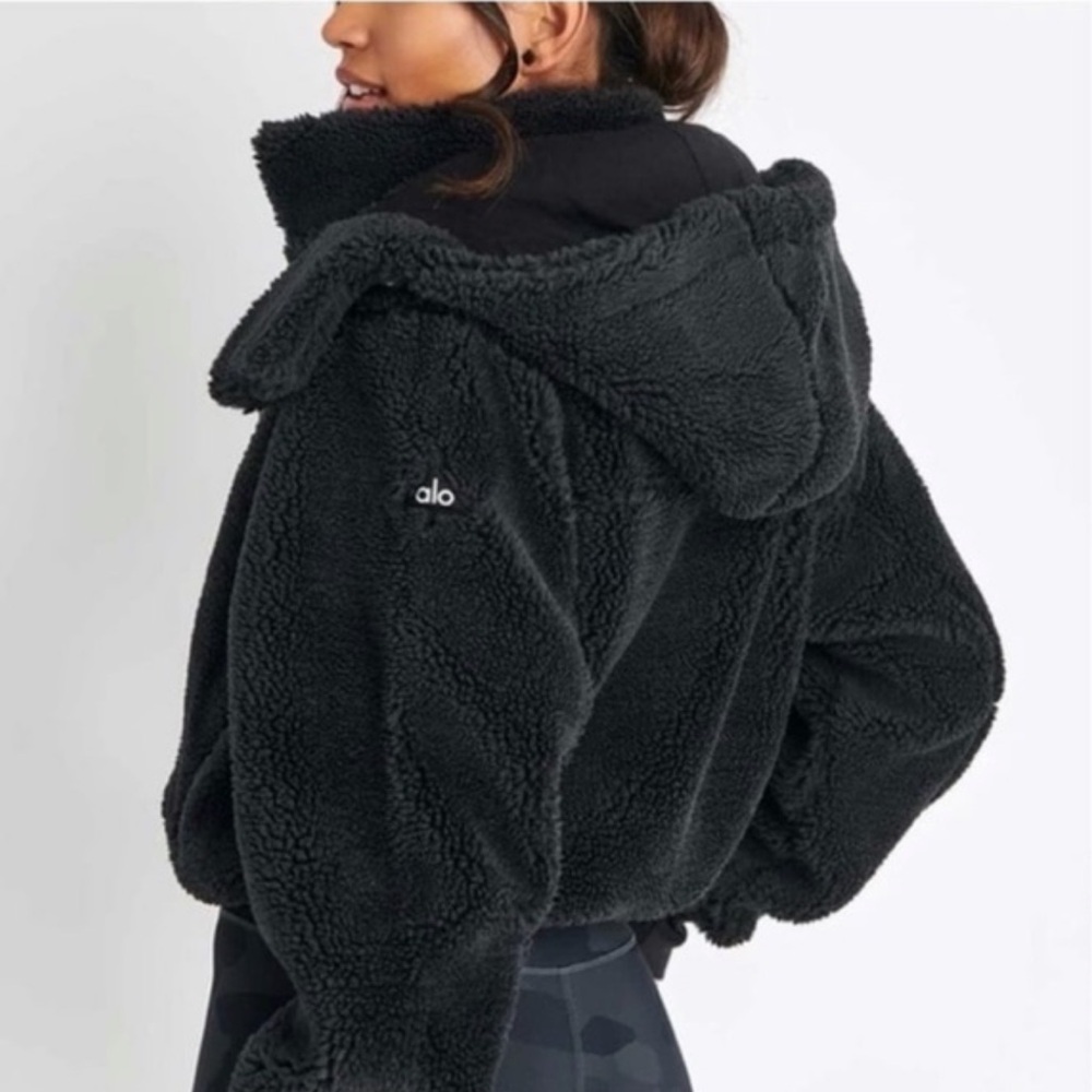 ALO Yoga Women's Sherpa Black Charcoal Teddy Jacket Sz S